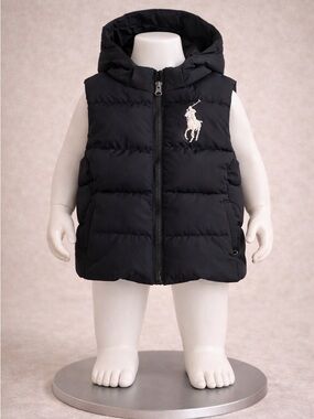 Ralph Lauren Black Quilted Hooded Puffer Vest